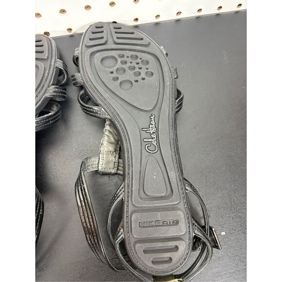 Cole Haan Black Ankle Strap Patent Leather Lightweight Flat Sandals Womens 10 - Picture 8 of 9